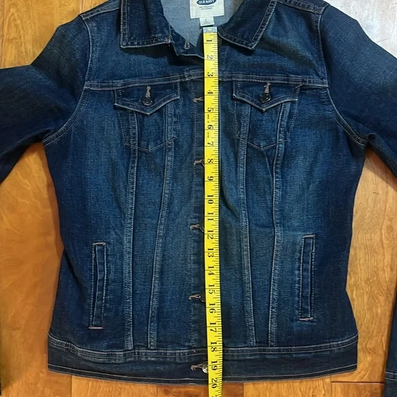 Old Navy Y2K Blue Denim Jean Jacket Size S Tall Coastal Tailored Fit Nautical - Picture 10 of 13